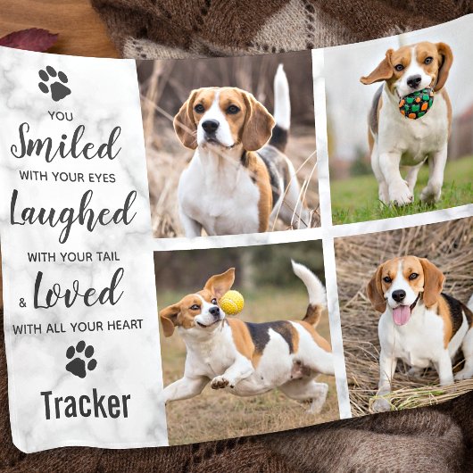 Pet Dog Memorial Smiled Laughed Loved 4 Foto Fleece Deken