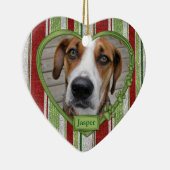 Pet Dog Memorial Stripes Foto Hart Kerstmis Keramisch Ornament (Rechts)