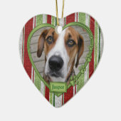 Pet Dog Memorial Stripes Foto Hart Kerstmis Keramisch Ornament (Links)