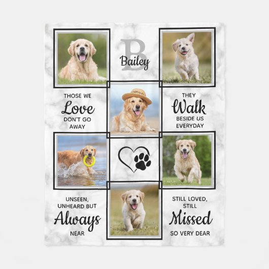 Pet Dog Memorial Sympathy Custom 6 Photo Collage Fleece Deken (Voorkant)
