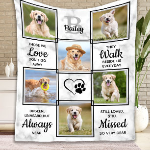 Pet Dog Memorial Sympathy Custom 6 Photo Collage Fleece Deken