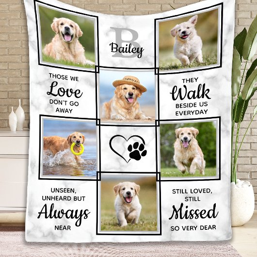 Pet Dog Memorial Sympathy Custom 6 Photo Collage Fleece Deken