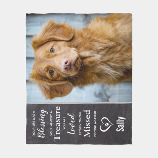 Pet Dog Memorial Sympathy Keepomwille Foto Fleece Deken (Voorkant)