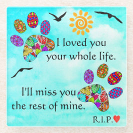 Pet Dog Memorial Sympathy Onderzetter Glazen Onderzetter