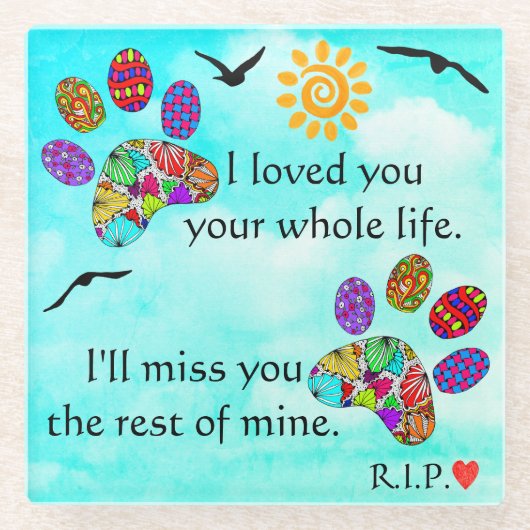 Pet Dog Memorial Sympathy Onderzetter Glazen Onderzetter (Voorkant)