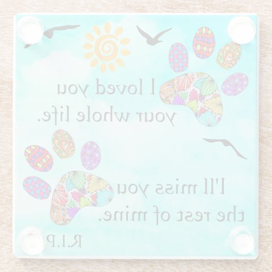 Pet Dog Memorial Sympathy Onderzetter Glazen Onderzetter (Achterkant)