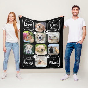 Pet Dog Memorial Sympathy Quote 8 Foto Collage Fleece Deken