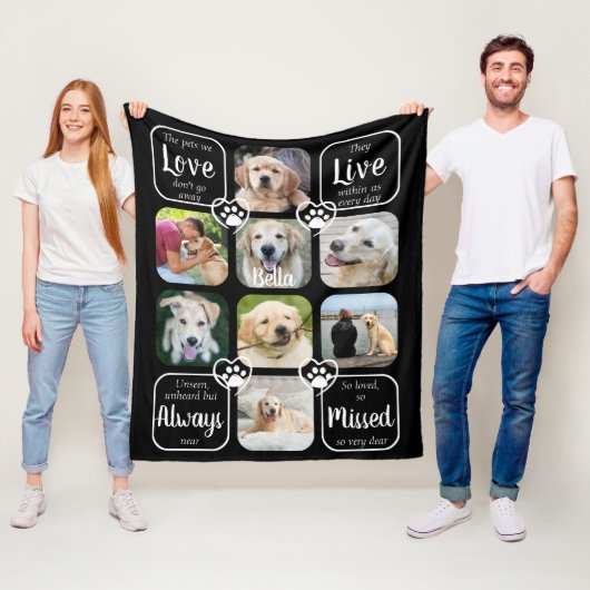 Pet Dog Memorial Sympathy Quote 8 Foto Collage Fleece Deken (In situ)