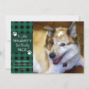 Pet Dog Naughty en Nice Green Black Pset Feestdagenkaart