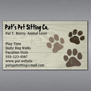 Pet Dog of Cat Paw Drukt op smeltwood Visitekaartje Magneet