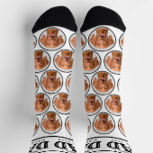 Pet Dog Papa Gift Custom Foto Patroon Zwart Wit Sokken (Top)