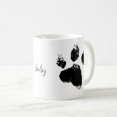 Pet Dog Paw met aangepaste naam Koffiemok (Voorkant rechts)