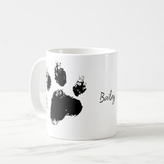 Pet Dog Paw met aangepaste naam Koffiemok (Voorkant links)