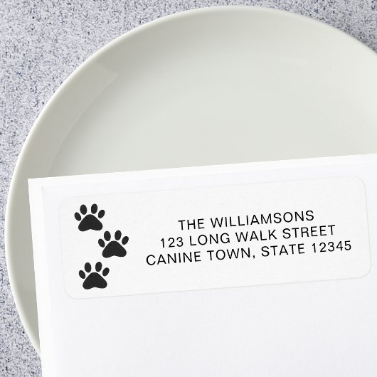 Pet Dog Paw Print Retour Adres Label