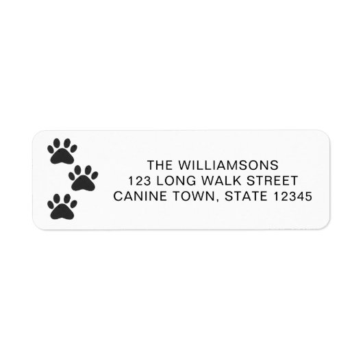 Pet Dog Paw Print Retour Adres Label (Voorkant)
