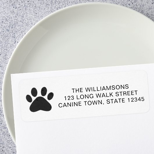 Pet Dog Paw Print Retouradres Etiket