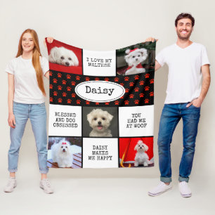 Pet Dog Photo Collage Fleece Deken