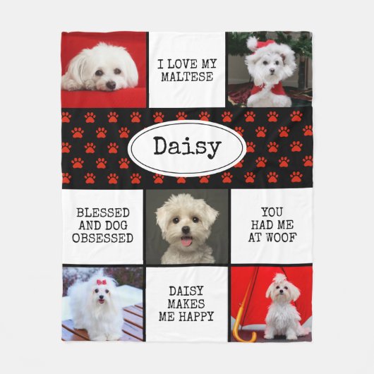 Pet Dog Photo Collage Fleece Deken (Voorkant)