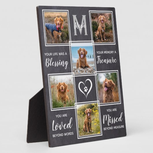 Pet Dog Photo Collage - Pet Loss Sympathie Memoria Fotoplaat (Zijkant)