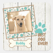 Pet Dog Photo Scrapbook Vierkante Sticker (Voorkant)