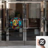 Pet Dog Pit Bull Faux Glas in lood Raamsticker (Kantoordeur)