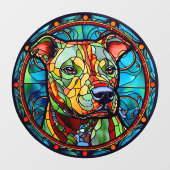 Pet Dog Pit Bull Faux Glas in lood Raamsticker (Vel)