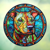 Pet Dog Pit Bull Faux Glas in lood Raamsticker (Vel 3)