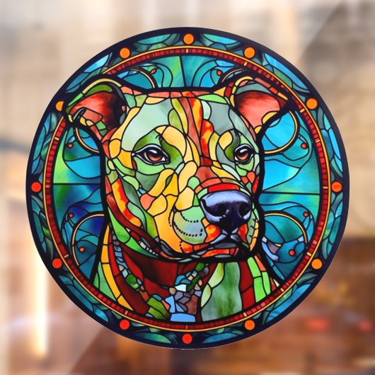 Pet Dog Pit Bull Faux Glas in lood Raamsticker (Vel 2)