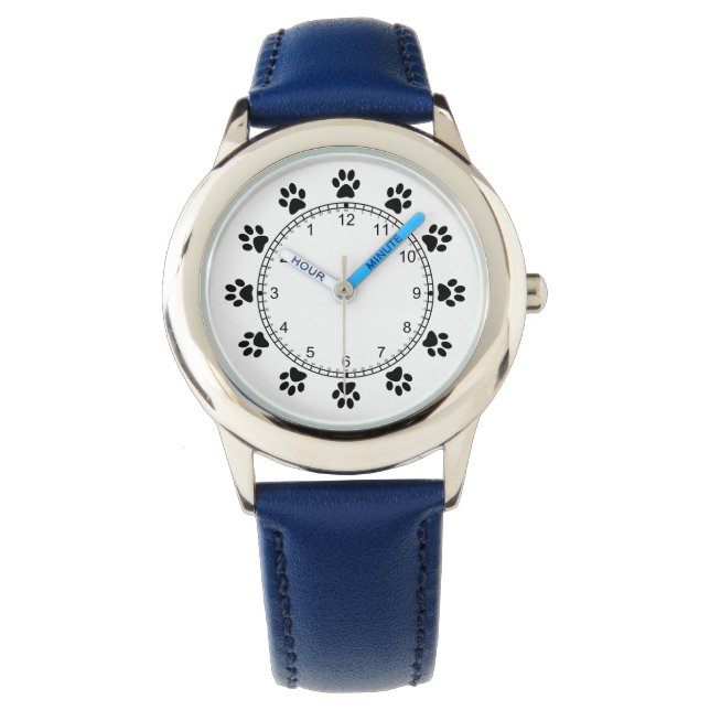 Pet dog poten blauw koel kinder horloge (Voorkant)