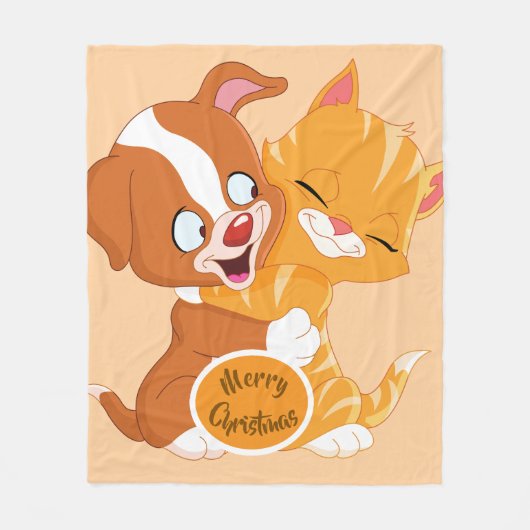 Pet Dog Schattigee Puppy Omhels Knuffel Fleece Deken (Voorkant)