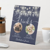 Pet Dog Signature Drink String Lights Navy Blue Reclamebord Met Voetstuk (Insitu)