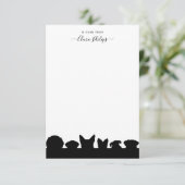 Pet dog silhouettes note card met naam bedankkaart (Staand voorkant)