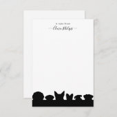 Pet dog silhouettes note card met naam bedankkaart (Voorkant / Achterkant)