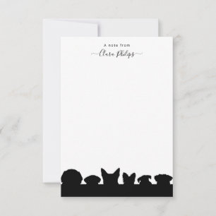 Pet dog silhouettes note card met naam bedankkaart