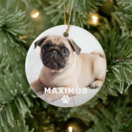 Pet Dog Simple Paw Print Custom Name Photo Keramisch Ornament