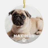 Pet Dog Simple Paw Print Custom Name Photo Keramisch Ornament (Voorkant)