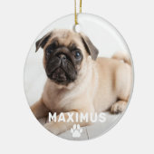 Pet Dog Simple Paw Print Custom Name Photo Keramisch Ornament (Links)