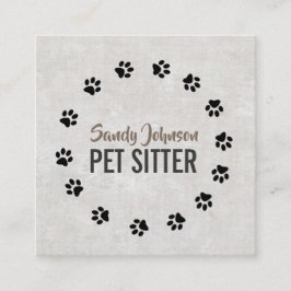 Pet Dog Sitter Sitting Services Business Vierkante Visitekaartje