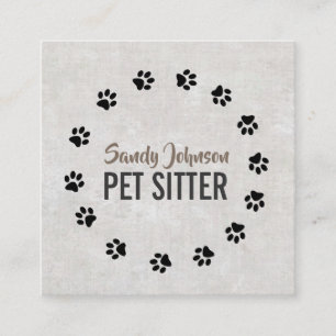 Pet Dog Sitter Sitting Services Business Vierkante Visitekaartje