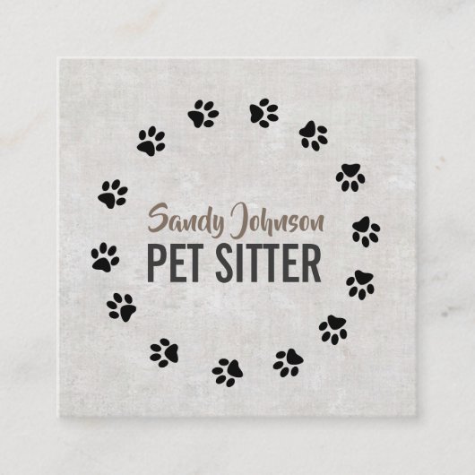 Pet Dog Sitter Sitting Services Business Vierkante Visitekaartje (Voorkant)