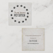 Pet Dog Sitter Sitting Services Business Vierkante Visitekaartje (Voorkant / Achterkant)
