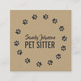 Pet Dog Sitter Sitting Services Business Vierkante Visitekaartje