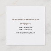 Pet Dog Sitter Sitting Services Business Vierkante Visitekaartje (Achterkant)