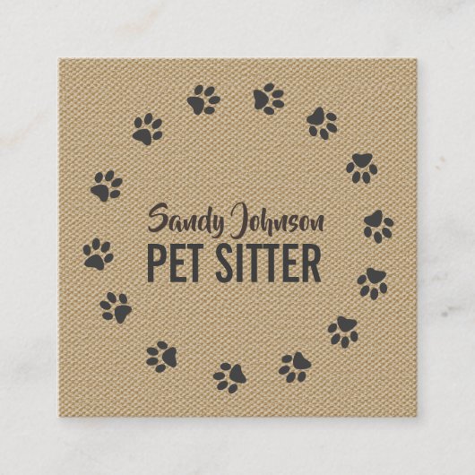 Pet Dog Sitter Sitting Services Business Vierkante Visitekaartje (Voorkant)