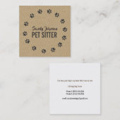 Pet Dog Sitter Sitting Services Business Vierkante Visitekaartje (Voorkant / Achterkant)