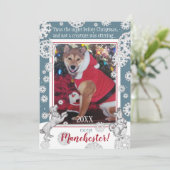 Pet Dog Sneeuwvlok Grappig Dier Kerstmis Foto Feestdagenkaart (Staand voorkant)