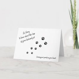 Pet Dog Sympathiakaart met pootafdrukken en citaat Kaart
