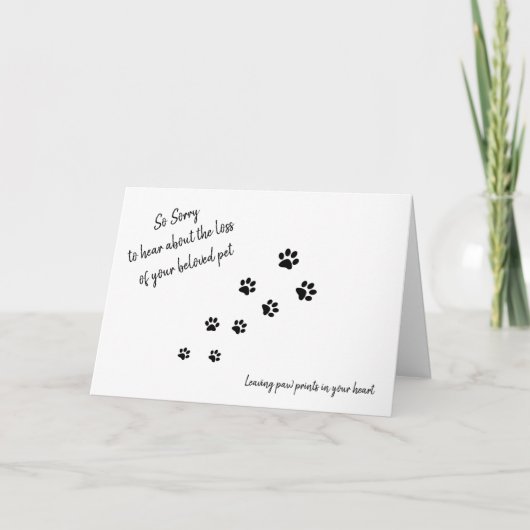 Pet Dog Sympathiakaart met pootafdrukken en citaat Kaart (Voorkant)