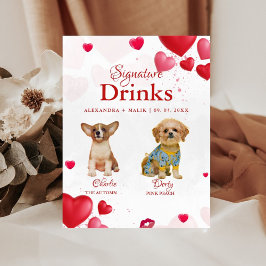 Pet Dog Valentine Signature Drink wedding sign Reclamebord Met Voetstuk