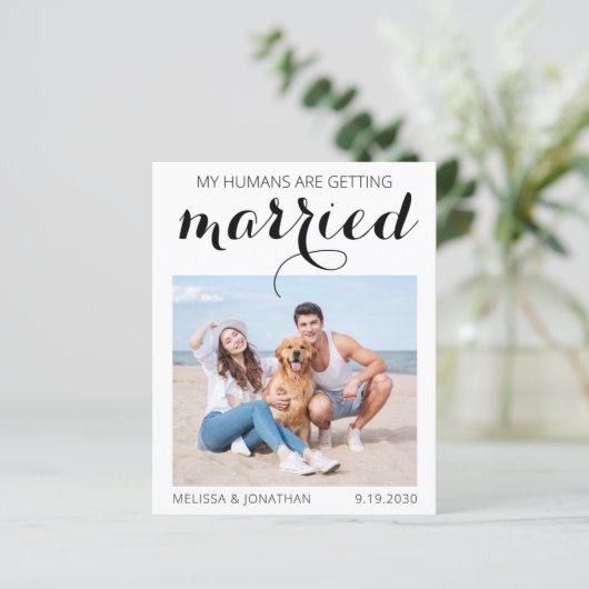 Pet Dog Wedding Foto bewaart de Date Budget QR Cod (Staand voorkant)